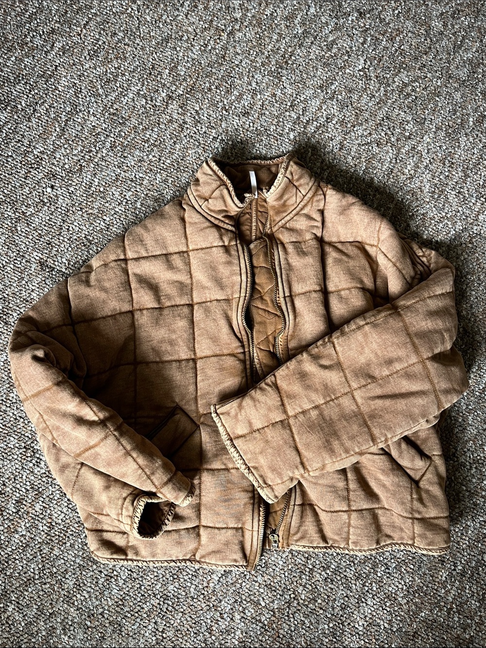 Free People Cozy Quilted Jacket in Warm Brown